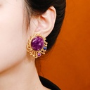 Purple Stone Retro Vintage Stud Earrings