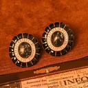 Inlaid Zircon Stone Retro Vintage Enamel Stud Earrings