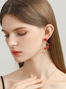 Red Flower Tassel Enamel Dangle Earrings Jewelry Gift4