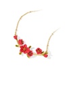 Red Flower Branch Enamel Pendant Necklace Jewelry Gift2