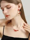 Red Flower Branch Enamel Pendant Necklace Jewelry Gift4