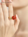 Red Flower Enamel Adjustable Ring Jewelry Gift3