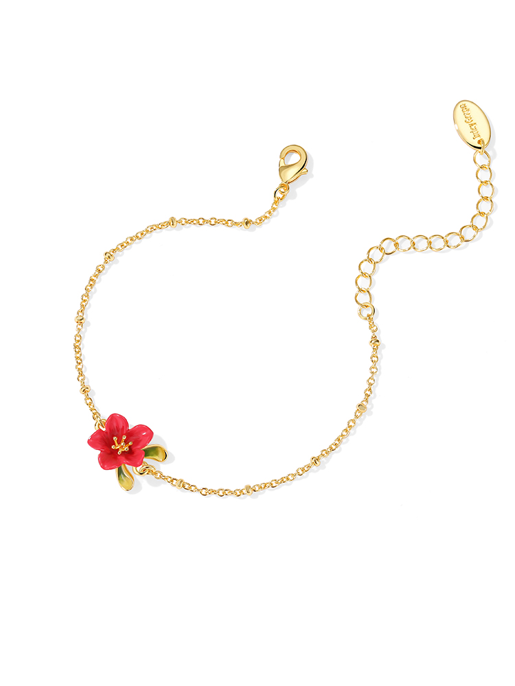 Red Flower Enamel Thin Bracelet Jewelry Gift2