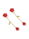 Red Flower Tassel Enamel Earrings Jewelry Gift3