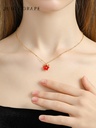 Red Flower Enamel Pendant Necklace Jewelry Gift3