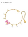 Pink Bow And Lily Flower Enamel Charm Bracelet Jewelry Gift1