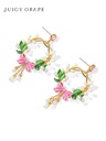 Pink Bow And Lily Flower Tassel Enamel Dangle Stud Earrings Jewelry Gift1