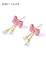 Pink Bow Tassel Enamel Dangle Stud Earrings Jewelry Gift1