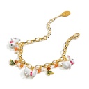 Cat Kitty Pink Gem Pendant Jewelry Enamel Bracelet