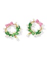 Pink Bow And Lily Flower Enamel Hoop Stud Earrings Jewelry Gift2