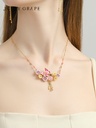 Flower Butterfly And Stone Enamel Pendant Necklace Jewelry Gift3