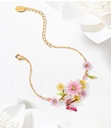 Flower Butterfly And Stone Enamel Charm Thin Bracelet Jewelry Gift1