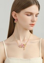 Flower Butterfly And Stone Enamel Dangle Stud Earrings Jewelry Gift3