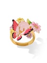 Flower Butterfly And Stone Enamel Adjustable Ring Jewelry Gift2