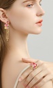 Peach Flower Blossom Branch Enamel Pendant Necklace