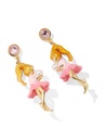Peach Flower Blossom Branch Enamel Stud Earrings
