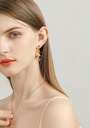 Peach Flower Blossom Branch Enamel Stud Earrings