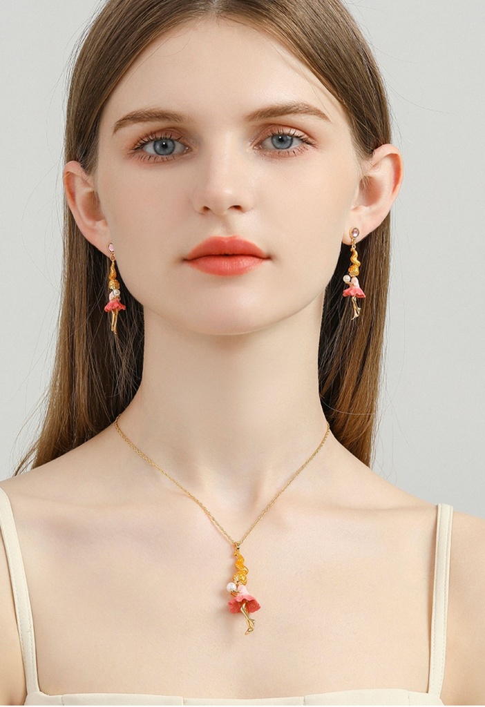 Fairy Girl With Pearl Enamel Dangle Stud Earrings Jewelry Gift4