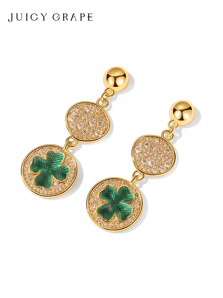 Clover Lucky Leaf Enamel Dangle Stud Earrings Jewelry Gift1