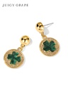 Clover Lucky Leaf Zircon Enamel Dangle Stud Earrings Jewelry Gift2