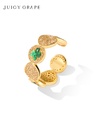 Clover Lucky Leaf Enamel Adjustable Ring Jewelry Gift1