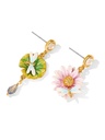 Lotus Flower And Dragonfly Enamel Asymmetrical Dangle Stud Earrings Jewelry Gift3
