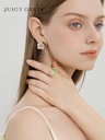Flower Blossom And Crystal Enamel Adjustable Ring