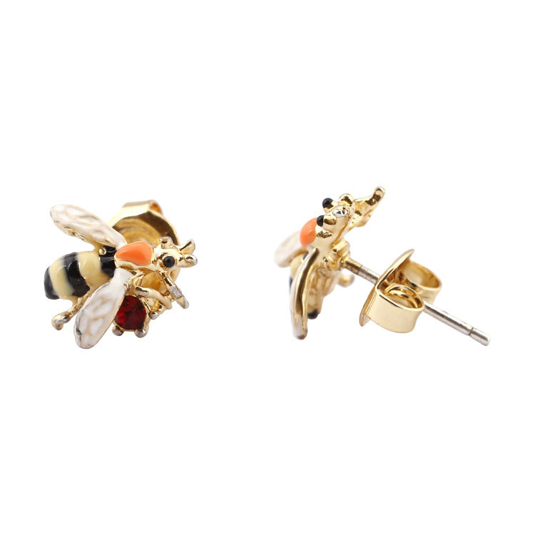 Mini Cute Bee Enamel Stud Earrings