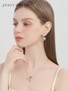 Purple Lotus Flower Branch And Stone Enamel Pendant Necklace