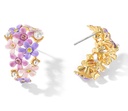 Lavender Purple Pink Flower And Crystal Pearl C Shape Enamel Stud Earrings Jewelry Gift5