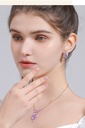 Lavender Purple Pink Flower And Crystal Pearl C Shape Enamel Stud Earrings Jewelry Gift3
