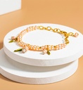 Lily Flower Pink Pearl Enamel Strand Bracelet Jewelry Gift4