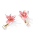 Pink Flower And Pearl Enanel Dangle Stud Earrings Jewelry Gift1