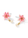 Pink Flower And Pearl Enanel Dangle Stud Earrings Jewelry Gift2
