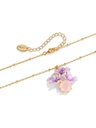 Blue Flower And Natural Pearl Enamel Pendant Necklace