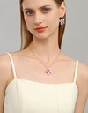 Purple Flower And Stone Enamel Pendant Necklace Handmade Jewelry Gift2