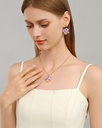 Purple Flower And Stone Enamel Pendant Necklace Handmade Jewelry Gift3