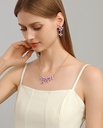 Purple Flower Branch Enamel Pendant Necklace Handmade Jewelry Gift2