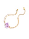 Purple Flower Enamel Thin Pearl Strand Bracelet Handmade Jewelry Gift2