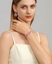 Purple Flower And Stone Enamel Cuff Bracelet Handmade Jewelry Gift3