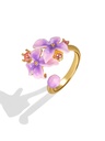 Purple Flower And Gem Enamel Adjustable Handmade Jewelry Gift1