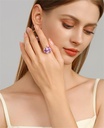 Purple Flower And Gem Enamel Adjustable Handmade Jewelry Gift3