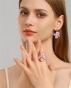 Lavender Purple Flower And Pearl Enamel Dangle Earrings