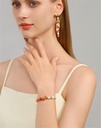White Flower And Red Berry Enamel Charm Thin Braceelet