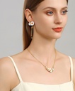Daisy Flower Enamel Tassel Stud Earrings Handmade Jewelry Gift1