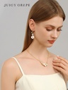 Flower Branch And Crystal Enamel Pendant Necklace