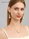 Daisy Flower And Gem Enamel Dangle Stud Earrings Handmade Jewelry Gift1