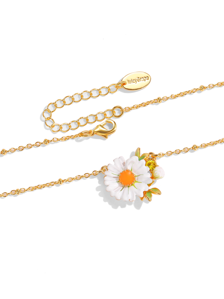 Daisy Flower Enamel Pendant Handmade Jewelry Gift1