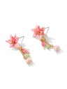 Pink Flower Enanel Tassel Dangle Stud Earrings Jewelry Gift1