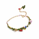 Flower Ladybug On a Branch Enamel Bangle Bracelet